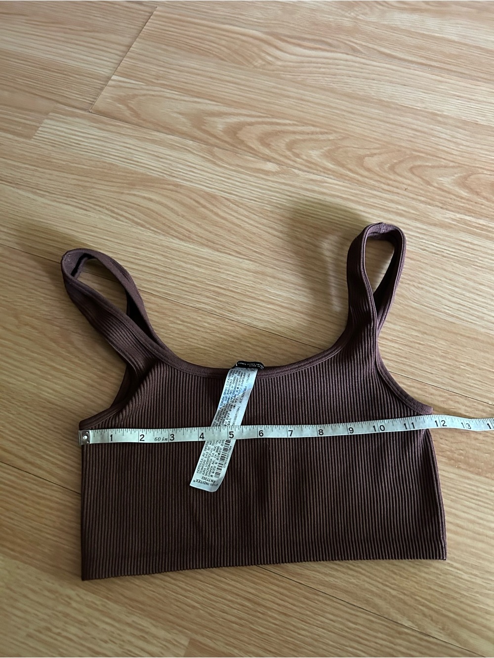 Zara Brown Ribbed Cropped Tank M-L - Picture 4 of 6